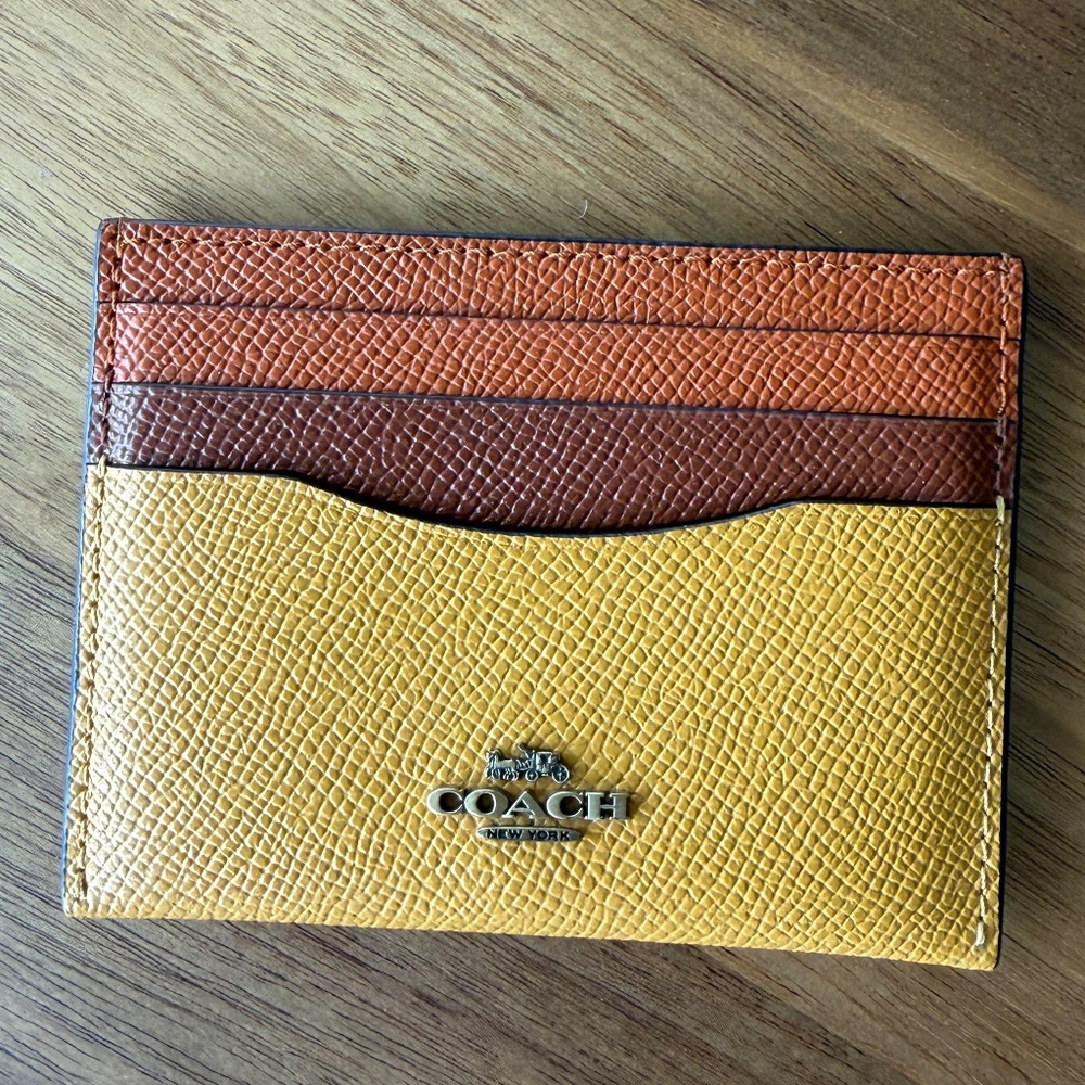 Coach Yellow and Tan Cardholder